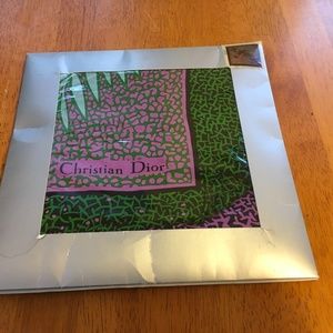 Vintage Cristian Dior animal scarf in mix of purples, pink, and green